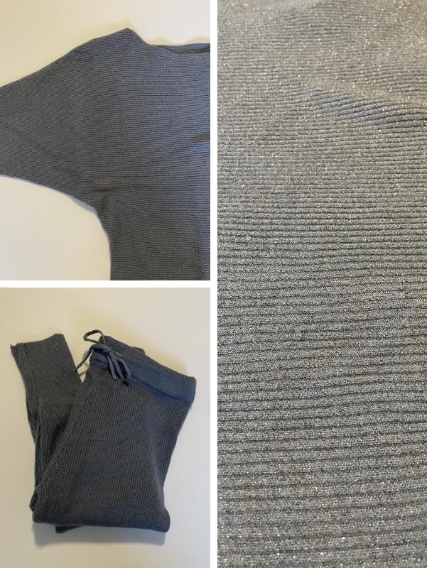 Desiree Metallic Knit Leggings Set | Blue/Grey