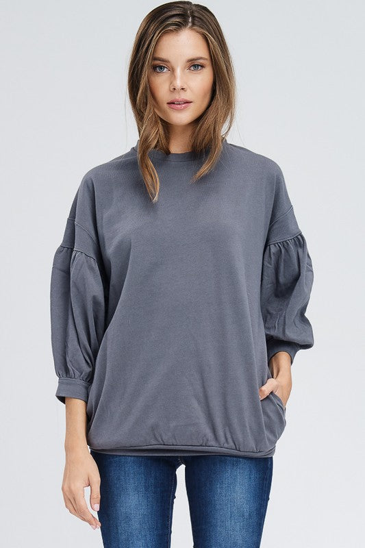 Paige | Puff Sleeve Sweater with Pockets