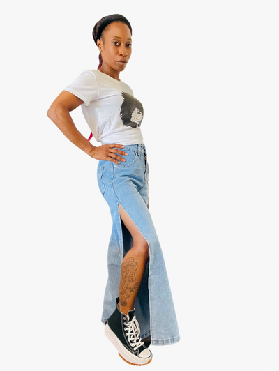 Cali Breeze Side Slit Jeans | Blue