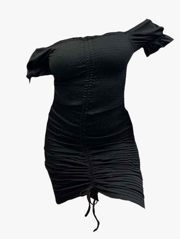 RSVP Smocked Ruched Dress Black