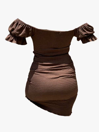 RSVP Smocked Ruched Dress - Brown