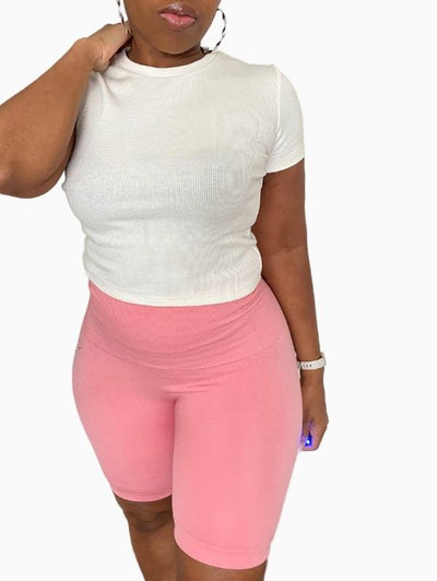 Snatched "Hold Me Tight" Biker Shorts | Pink