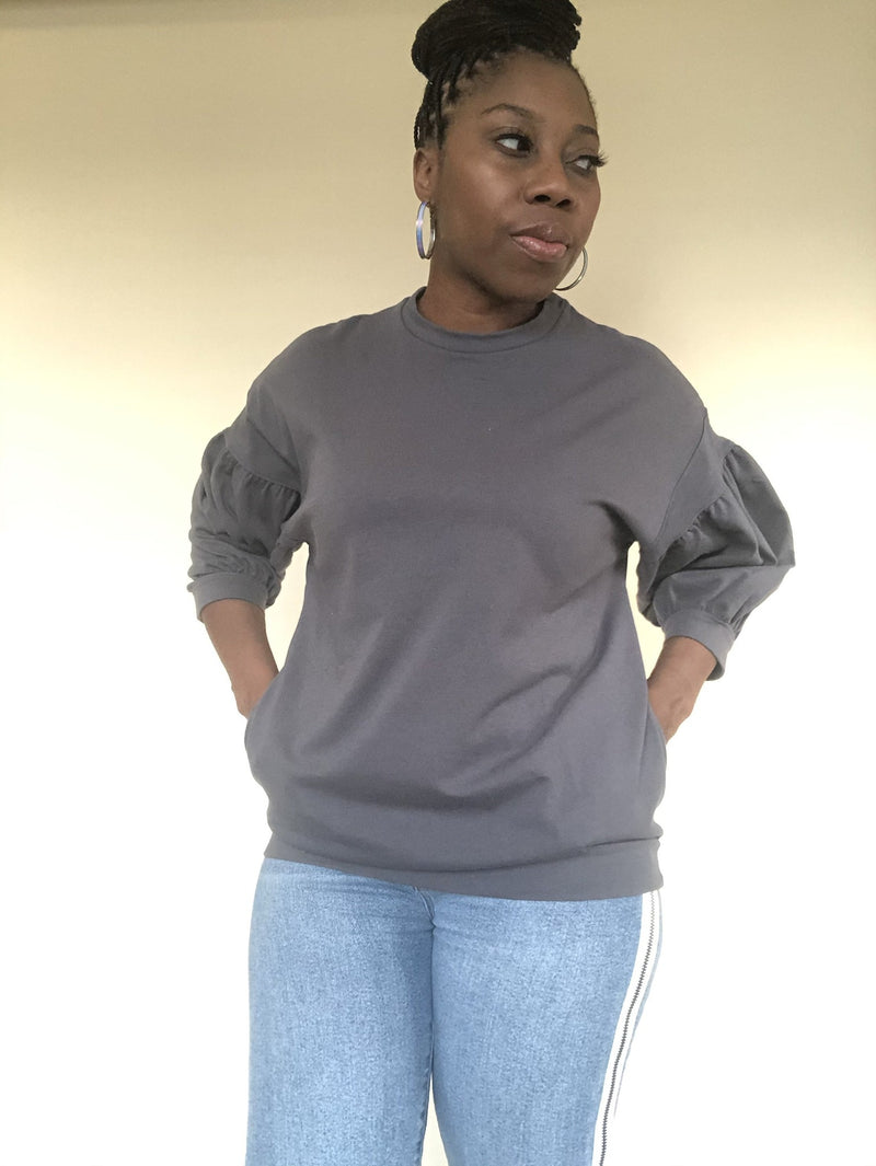 Puff Sleeve Top with Pockets